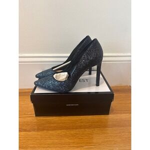 Nine West Tatiana Glitter‎ Pointed Toe Stiletto Heels Pumps Shoes Black 9.5M
